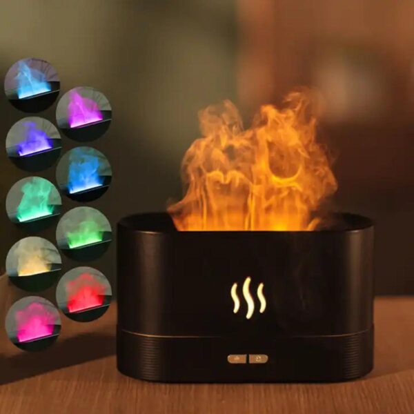 DQ701 Flame Effect Humidifier Led Night Light Fire Humidifier Aroma Diffuser