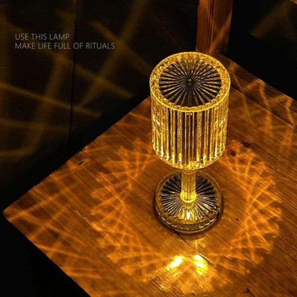 RGB Led Rechargeable Acrylic Crystal Diamond Table Lamp with 16 Colors Remote and Touch for Bedroom Living Room