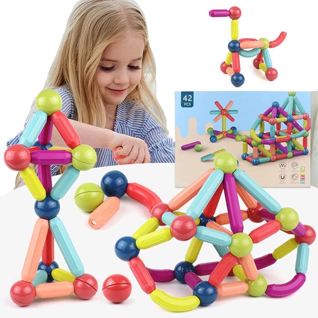42-Piece Magnetic STEM Building Blocks Set for Kids – Educational Construction Toy for Toddlers & Preschoolers