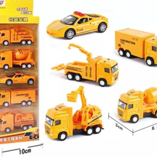 Mini Construction Trucks Set for Kids, Diecast Alloy Model Cars , Pull-back Function, Birthday Gifts for Boys