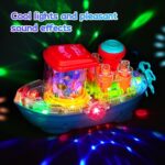 Transparent Gear Ship Toy battery operated with colorful moving gears, fun lights, and music for toddlers and kids
