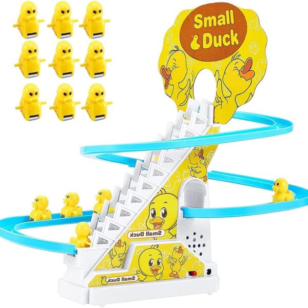 Electric Duck Climbing Toy for Toddlers with LED Lights and Music Track