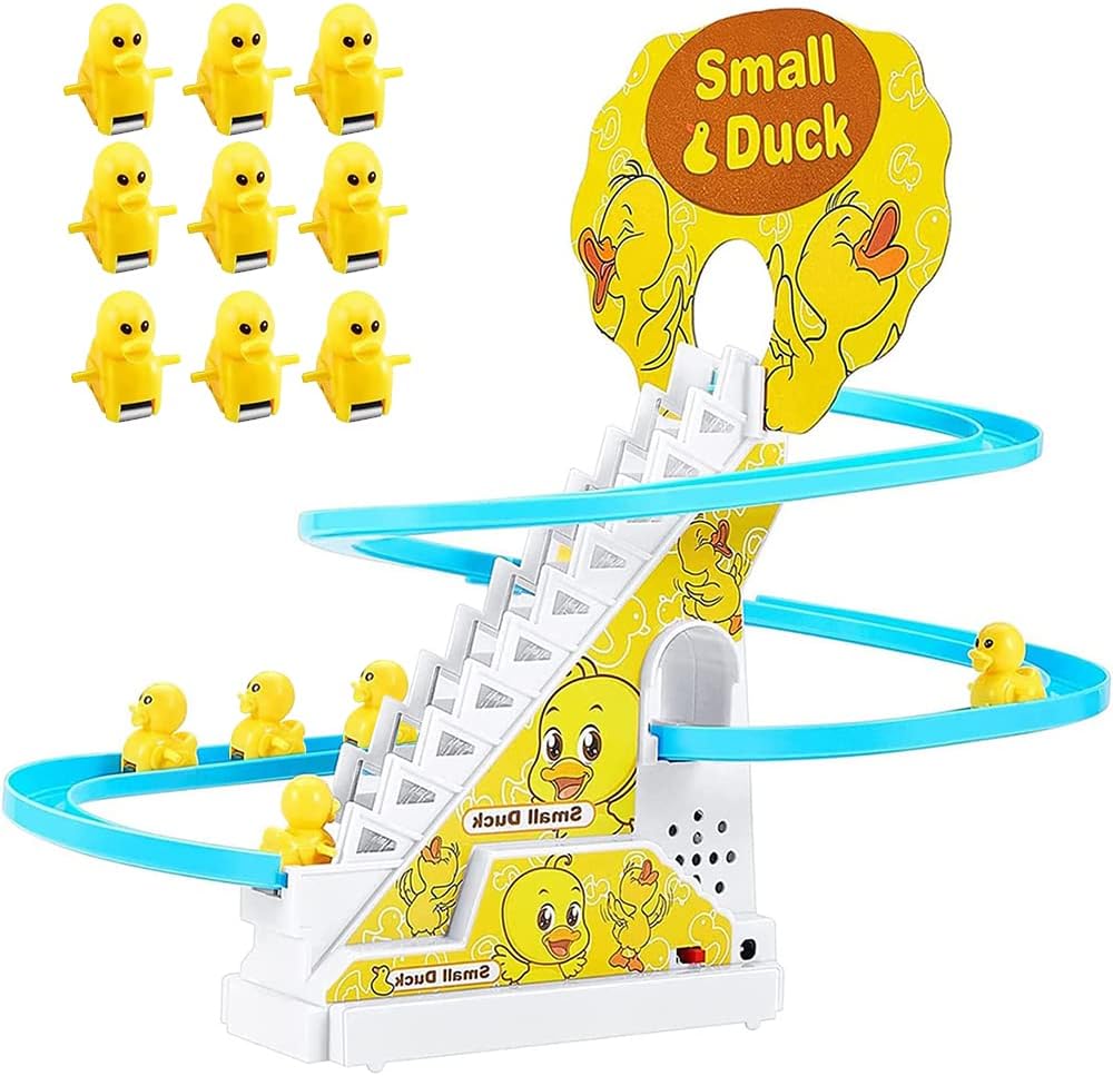Electric Duck Climbing Toy for Toddlers with LED Lights and Music Track