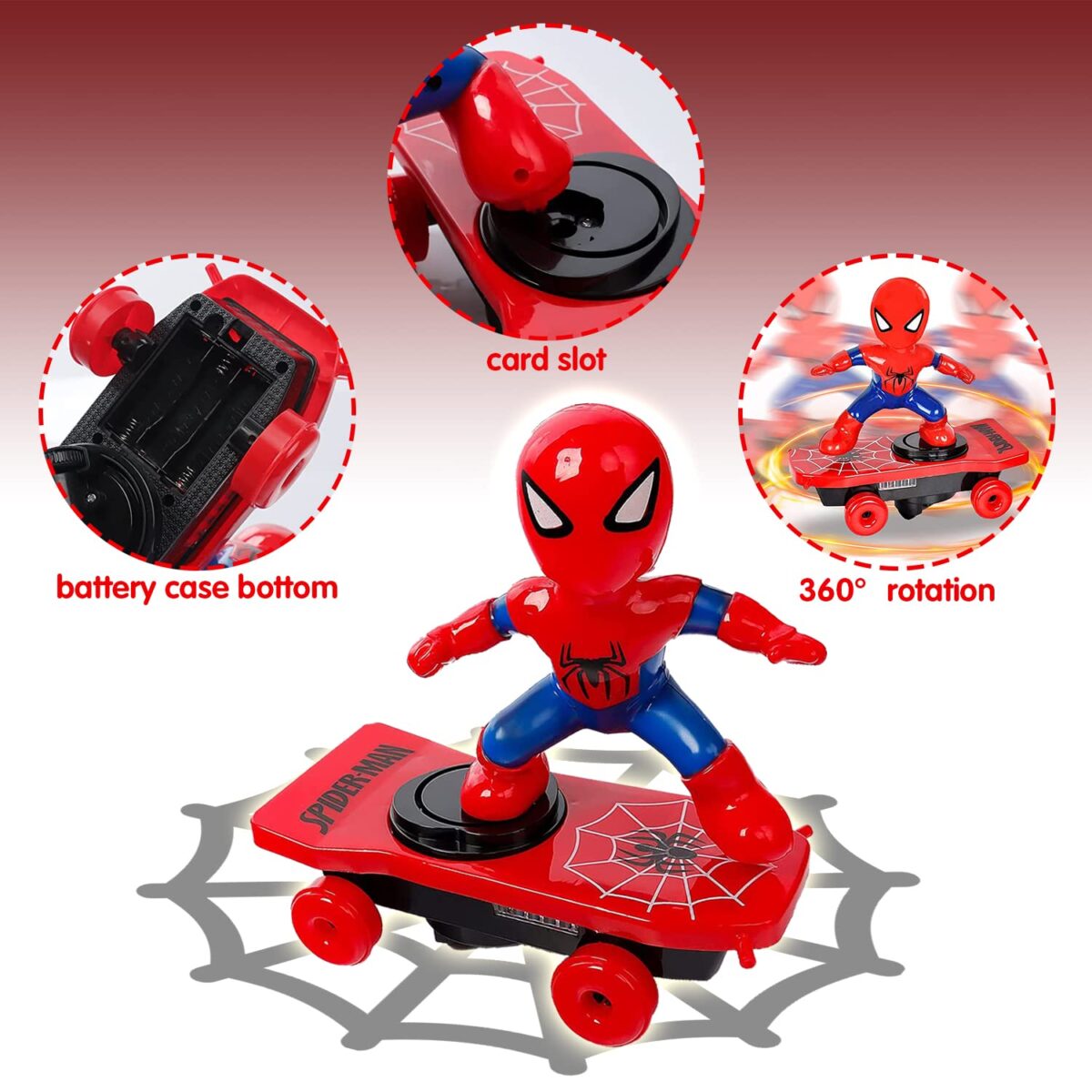 Spiderman Electric Stunt Skateboard Toy