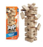 Real Hardwood Jenga Game with Wooden Blocks – Family Fun Toy