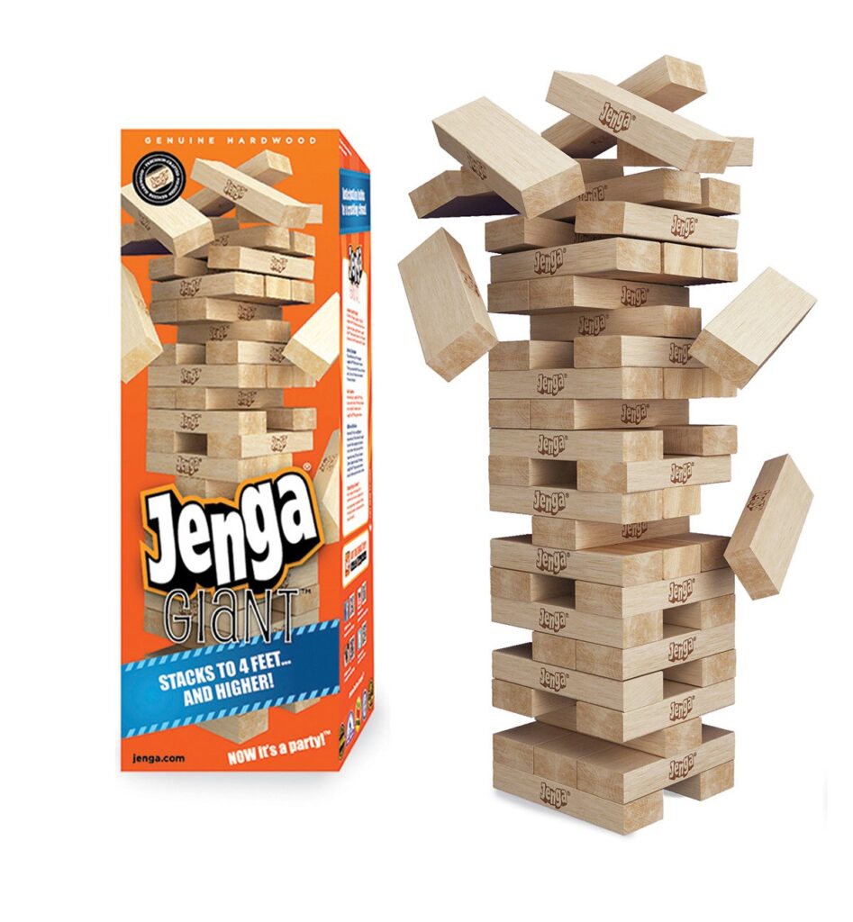 Real Hardwood Jenga Game with Wooden Blocks – Family Fun Toy