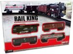 Battery Operated Rail King Toy Train Set for Children with Bridge and Trees