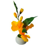 Artificial Gladiolus Flower with Decorative Pot – 11 Inch Tabletop Décor