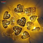 Heart-shaped golden love fairy lights for home and wedding decoration