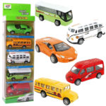 5 Piece Die Cast Metal Car and Bus Set – City Vehicle Classic Metal Toys for Kids and Babies
