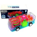 Transparent Gear Bus Toy for Kids with Lights and Music