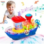 Transparent Gear Ship Toy for Kids with Lights and Music