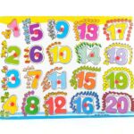 Wooden Number Puzzle Toy Montessori Learning Board for Toddlers 1-20