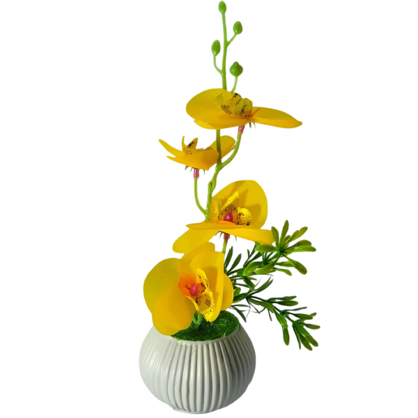 Orchid Artificial Rubber Tree Plant for Home Decoration