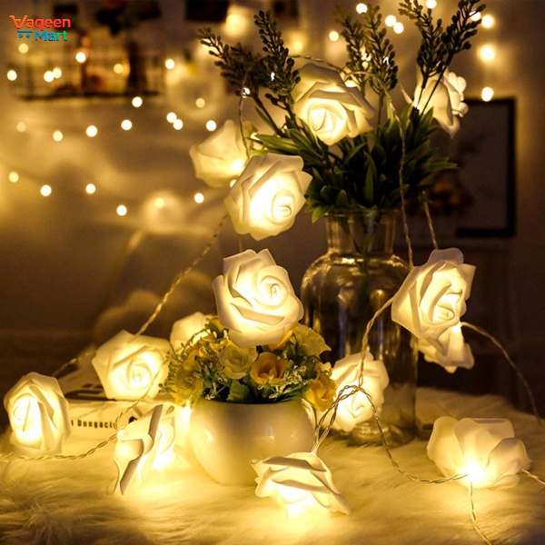 Rose flower LED fairy string lights for room and party decoration