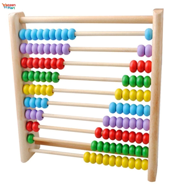 Wooden Abacus Math Toy – Montessori Educational Counting Frame for Toddlers Wooden Abacus Math Toy for Kids with 100 Beads