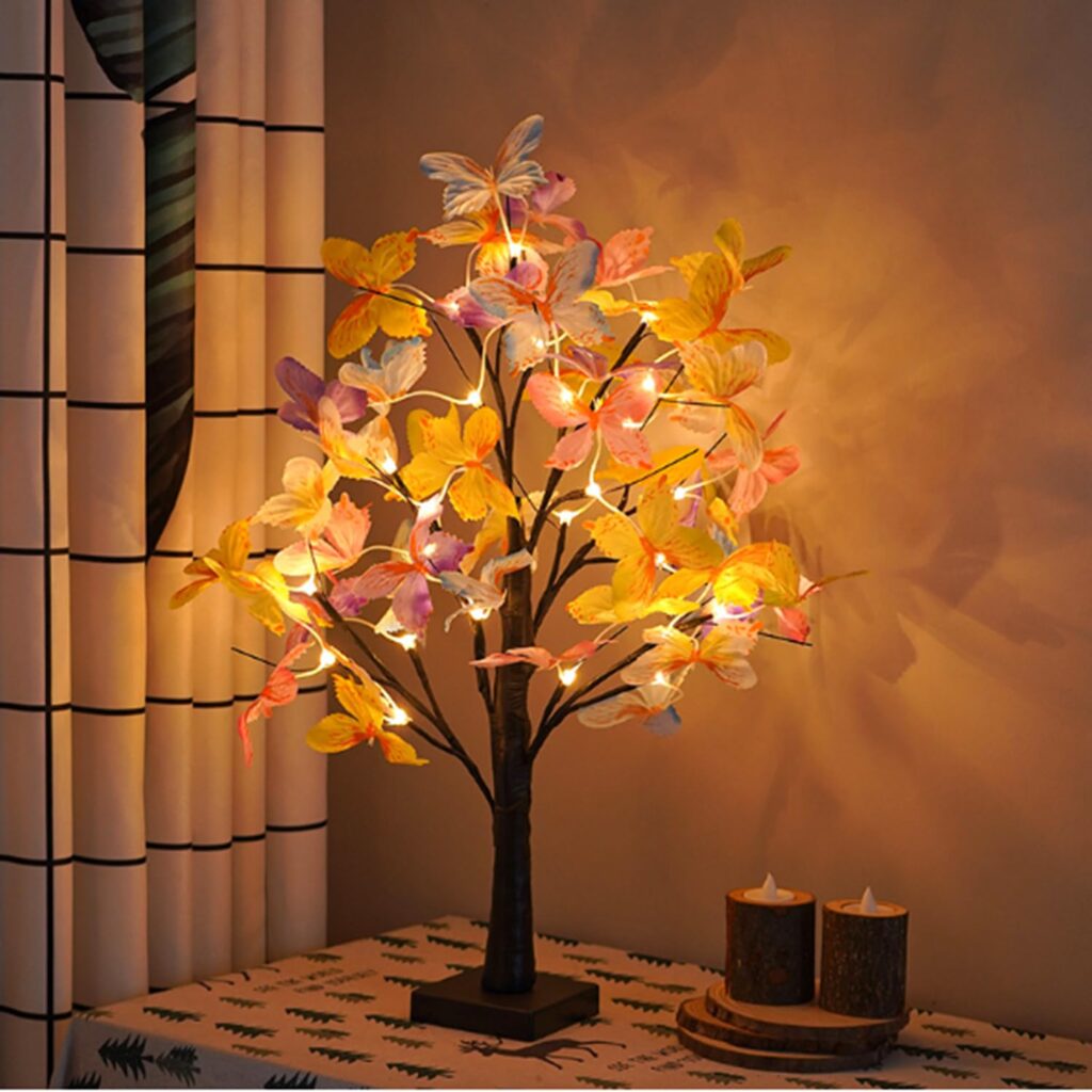 LED Butterfly Birch Tree Lamp for Bedroom and Table Decoration