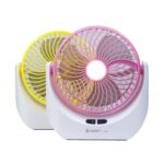 Jy 1880 lithium rechargeable mini table fan with LED light on desk