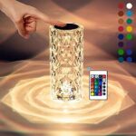 16-Color Crystal Rose Diamond Acrylic Table Lamp with Remote