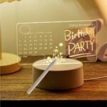 3D Creative Table Lamp with Acrylic Message Pad and Rewritable Calendar