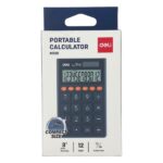 side angle image of Deli EM130 calculator showing slim pocket-friendly design
