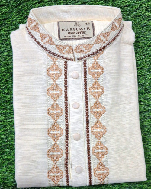 WhatsApp Image 2026-03-12 at 4.09.54 AM ক্রিম কালার খাদি পাঞ্জাবি Premium - Image 1